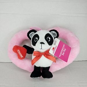 New Way Celebrate Valentine 10" Dog Pet Toy Panda Pink Heart Smooch Plush Squeak
